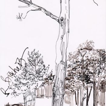 Desenho intitulada "D66-série des arbres" por Richard Brachais, Obras de arte originais, Outro