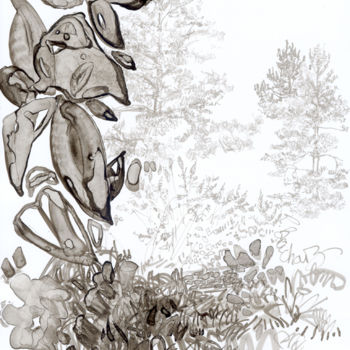 Dibujo titulada "d71-serie-des-arbre…" por Richard Brachais, Obra de arte original