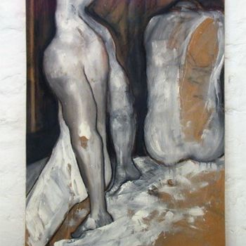Malerei mit dem Titel "L'attente" von Richard Brachais, Original-Kunstwerk, Öl