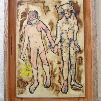 Painting titled "Le couple" by Richard Brachais, Original Artwork, Oil
