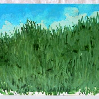 Peinture intitulée "herbage-3/7" par Richard Brachais, Œuvre d'art originale, Huile