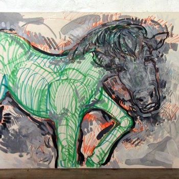 Peinture intitulée "Cheval" par Richard Brachais, Œuvre d'art originale, Huile