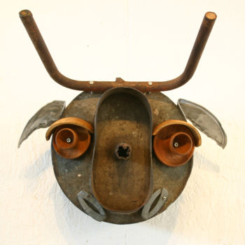 Sculpture intitulée "tete-de-taureau-50x…" par Richard Brachais, Œuvre d'art originale, Autre
