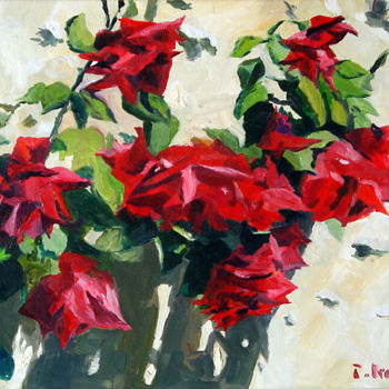 Painting titled "Roses à Vilandry" by Pascal Brachet, Original Artwork, Oil