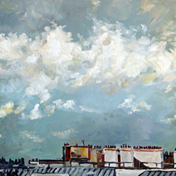 Peinture intitulée "Ciel depuis ma fenê…" par Pascal Brachet, Œuvre d'art originale, Huile