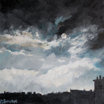 Pintura intitulada "Ciel de Paris" por Pascal Brachet, Obras de arte originais, Óleo