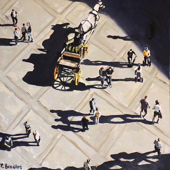 Peinture intitulée "Séville - Place dep…" par Pascal Brachet, Œuvre d'art originale, Huile