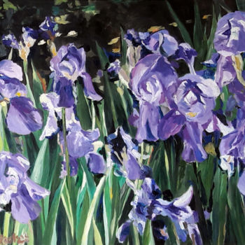 Peinture intitulée "Les iris" par Pascal Brachet, Œuvre d'art originale, Huile