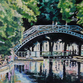 Painting titled "Canal de l'Ourcq -…" by Pascal Brachet, Original Artwork, Oil