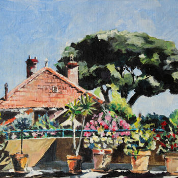 Malerei mit dem Titel "La terrasse" von Pascal Brachet, Original-Kunstwerk, Acryl