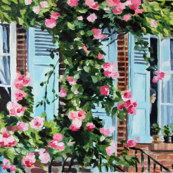 Painting titled "Gerberoy en fleurs" by Pascal Brachet, Original Artwork, Oil