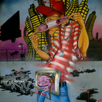 Peinture intitulée "Street Boy" par Braga, Œuvre d'art originale, Acrylique