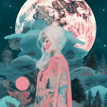 Digital Arts titled "PASTEL MOON" by Mélanie Braganti, Original Artwork, 2D Digital Work