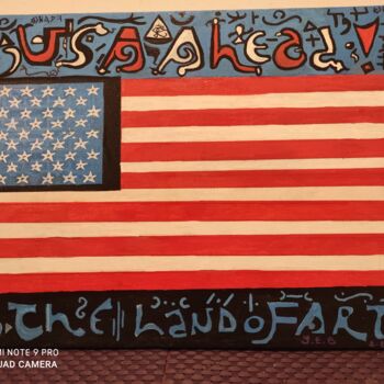 Ζωγραφική με τίτλο "USA ahead!" από Brahim Megherbi, Αυθεντικά έργα τέχνης, Ακρυλικό