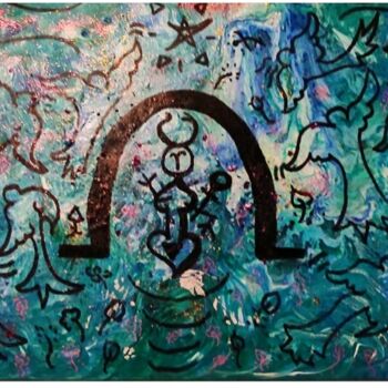 Peinture intitulée "La naissance d'Asta…" par Brahim Megherbi, Œuvre d'art originale, Acrylique