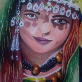 Painting titled "Femme amazigh" by Brahim Damen, Original Artwork, Gouache