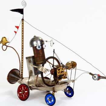 Scultura intitolato "land boat on the wa…" da Branimir Misic, Opera d'arte originale, Metalli