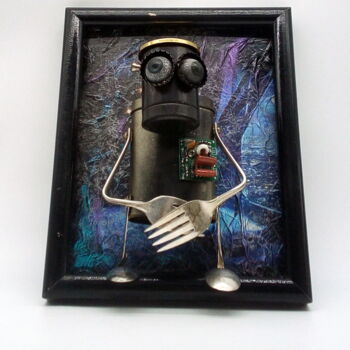 Escultura titulada "mr droid*sf wall bo…" por Branimir Misic, Obra de arte original, Metales