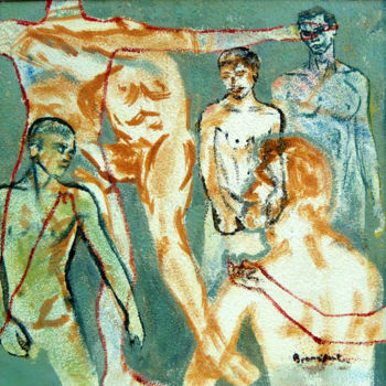 Malerei mit dem Titel "Incontro di figure" von Branciforte, Original-Kunstwerk, Emaille