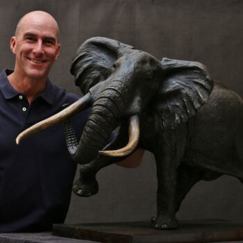 Sculpture titled "African Elephant (T…" by Brandon Borgelt, Original Artwork, Bronze