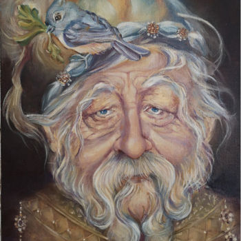 Malerei mit dem Titel "Wizard" von Branislava Grubjesic Pantelic, Original-Kunstwerk, Öl
