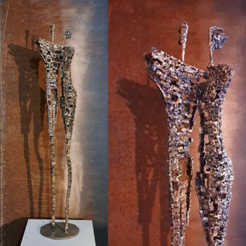 Sculpture titled "Love Couple" by Brano Brody, Original Artwork, Metals