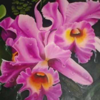 Pittura intitolato ""Orquídea"" da Keyla Lima, Opera d'arte originale