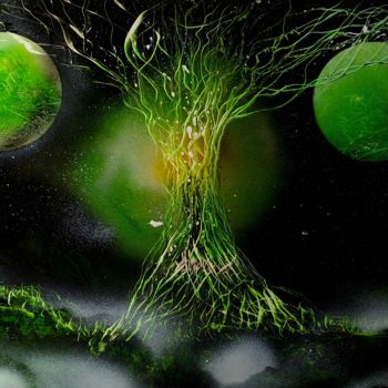 Painting titled "Cosmic Life Tree" by Beate Braß, Original Artwork, Acrylic