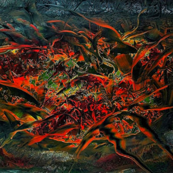 Pintura intitulada "Fury" por Beate Braß, Obras de arte originais, encáustico
