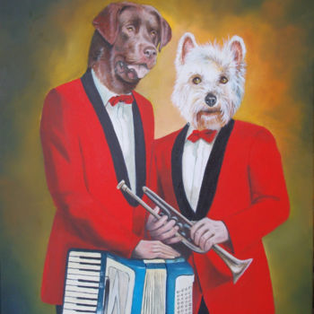Painting titled "Le duo" by Brataine, Original Artwork, Oil