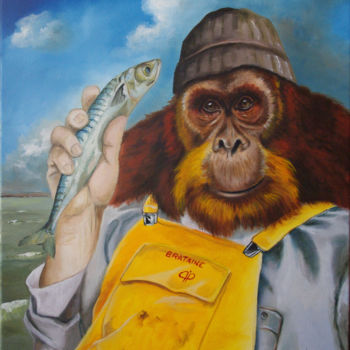 Peinture intitulée "Le pêcheur de maque…" par Brataine, Œuvre d'art originale, Huile