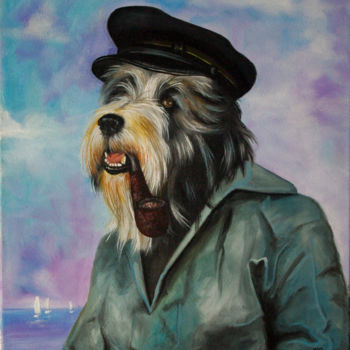 Peinture intitulée "Loup de mer" par Brataine, Œuvre d'art originale, Huile
