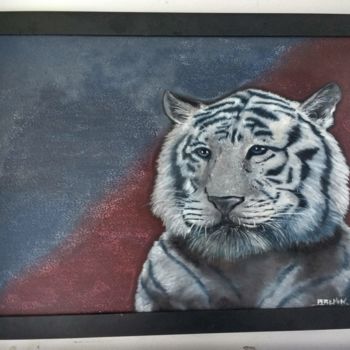 Painting titled "O Tigre" by Brenon, Original Artwork, Ink