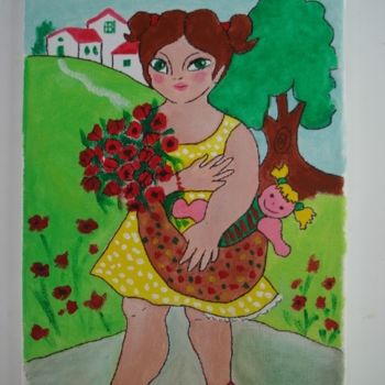 Painting titled "filles ,  été 1" by Catherine Bres-Rhocanges, Original Artwork