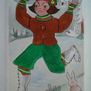 Pintura titulada "filles , hiver 3" por Catherine Bres-Rhocanges, Obra de arte original