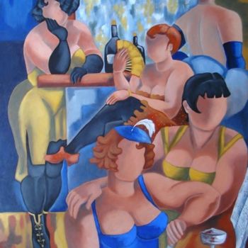 Painting titled "Piano Bar" by Catherine Bres-Rhocanges, Original Artwork, Oil