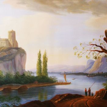 Peinture intitulée "PAYSAGE XVIIIè" par Bmh, Œuvre d'art originale, Huile