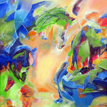 Pintura intitulada "Sunset in the Park" por Brett Nickell, Obras de arte originais, Acrílico