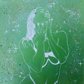 Painting titled "Constellation" by Bretzel, Original Artwork, Spray paint Mounted on Wood Stretcher frame