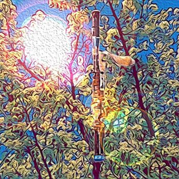 Arte digitale intitolato "Bassoon in a Treetop" da Brian W. Hall, Opera d'arte originale, Lavoro digitale 2D
