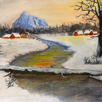 Pintura intitulada "Winter scene" por Brian Pounder, Obras de arte originais, Acrílico