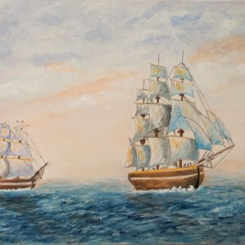 Painting titled "Sailing" by Brian Pounder, Original Artwork, Acrylic