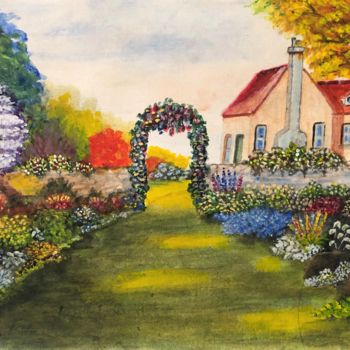 Painting titled "English Garden" by Brian Pounder, Original Artwork, Acrylic
