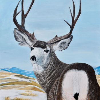Peinture intitulée "Mule Deer On The Pr…" par Brian Sloan, Œuvre d'art originale, Acrylique