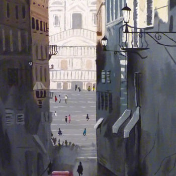 Schilderij getiteld "The Spanish Steps A…" door Brian Sloan, Origineel Kunstwerk, Acryl