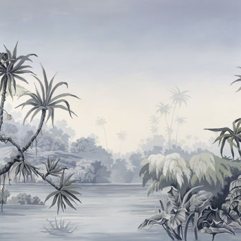 Peinture intitulée "etang-grisaille.jpg" par Les Décors Des Mers Du Sud, Œuvre d'art originale, Huile