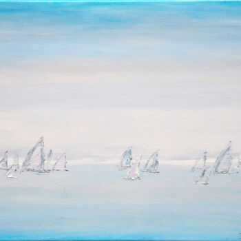 Painting titled "Voiles" by Bridg', Original Artwork, Oil Mounted on Wood Stretcher frame