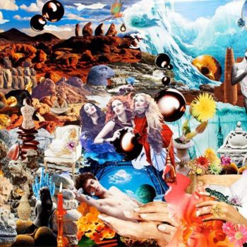Collages titled "Le rêve de Poséidon" by Brigitte Istria, Original Artwork, Collages