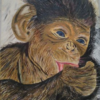 Painting titled "Bébé singe" by Brigitte Didier (Biche), Original Artwork, Acrylic