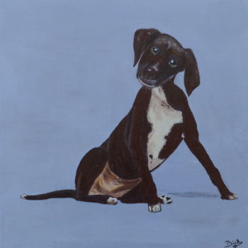 Painting titled "Chiot Pointer" by Brigitte Didier (Biche), Original Artwork, Acrylic